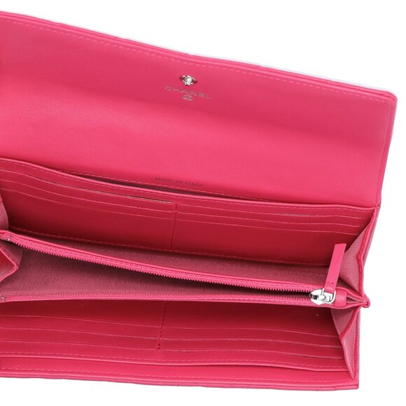 CHANEL Matelasse Long Flap Wallet Fuschia Pink Lambskin - Picture 6 of 6